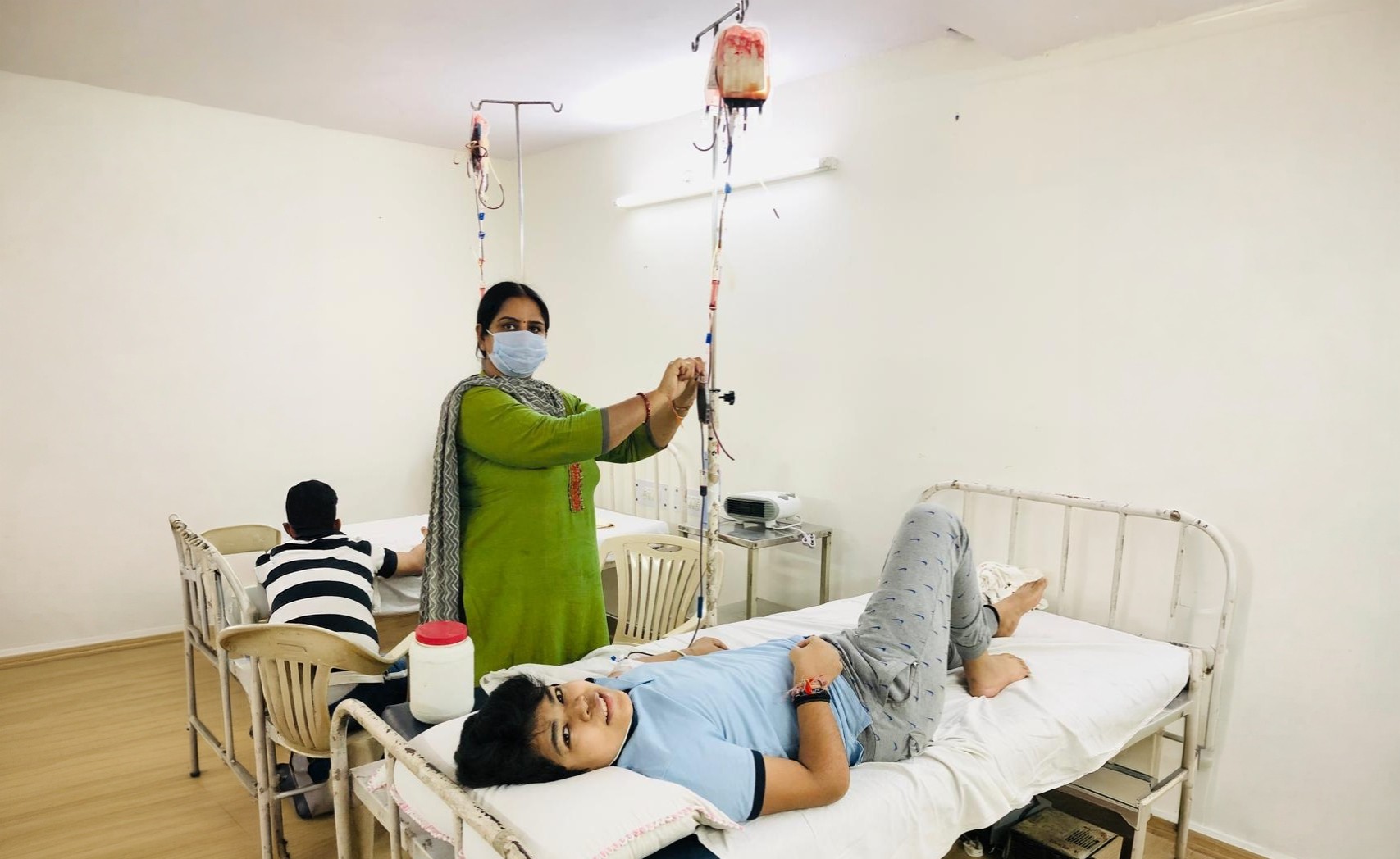 Kunal during one of the blood transfusion session.